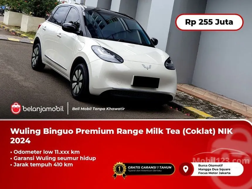 Jual Mobil Wuling Binguo EV 2024 7th Anniversary Premium Range di Banten Automatic Hatchback Putih Rp 255.000.000