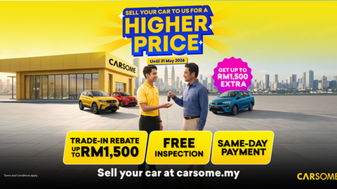 Sell your car the easy way with CARSOME - RM1,500 in trade-in rebate, free inspection, same-day payment!