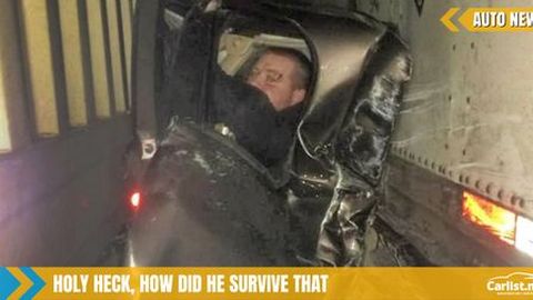 Luckiest man gets squashed by 2 lorries but walks away with almost unscathed