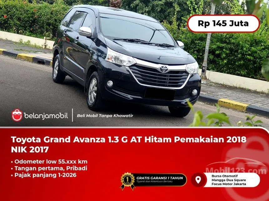 Jual Mobil Toyota Avanza 2017 G 1.3 di DKI Jakarta Automatic MPV Hitam Rp 145.000.000