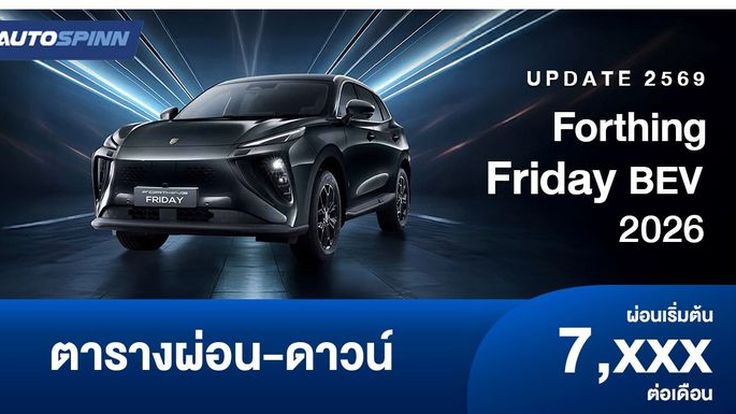 ตารางผ่อน Forthing Friday BEV 2026 ใหม่