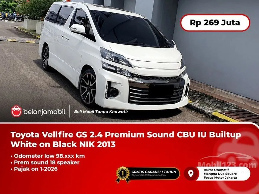 Jual Mobil Toyota Vellfire 2013 Z GS 2.4 di DKI Jakarta Automatic MPV Putih Rp 269.000.000