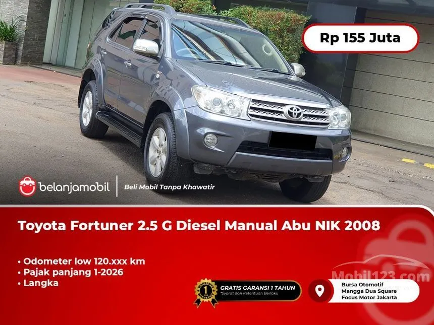 Jual Mobil Toyota Fortuner 2008 G 4X2 (Diesel) 2.5 di DKI Jakarta Manual SUV Abu