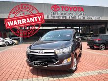 2017 Toyota Innova 2.0 G MPV + UNDER WARRANTY + FREE SERVICE BY AUTHORIZED TOYOTA DEALER