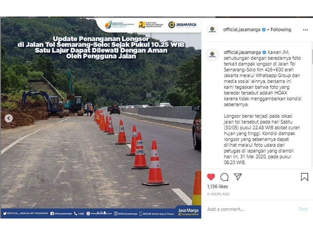 Tol Semarang - Solo Sudah Bisa Dilintasi Setelah Sempat Tertutup Longsor