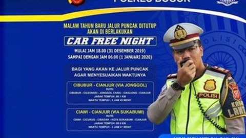 Jalan ke Puncak Ditutup Saat Malam Tahun Baru