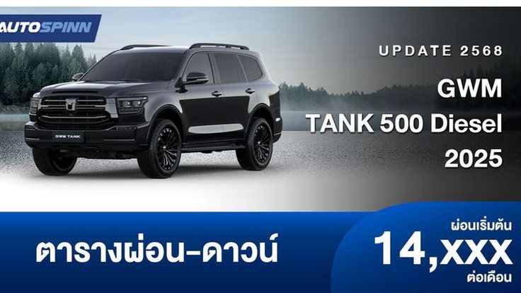 ตารางผ่อน GWM TANK 500 DIESEL PPV 7 ที่นั่ง