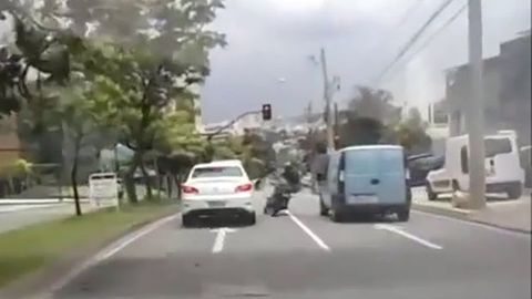 Motorcyclist Cannot Keep Road Rage In Check, Gets Injured Because Of It