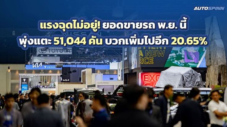 แรงฉุดไม่อยู่! ยอดขายรถ พ.ย. นี้ พุ่งแตะ 51,044 คัน บวกเพิ่มไปอีก 20.65%

