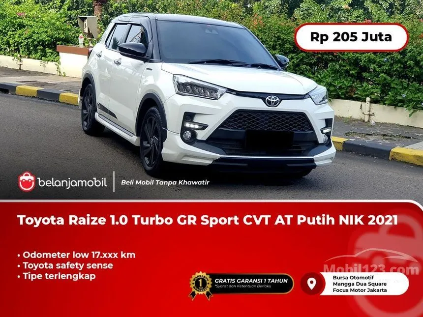 Jual Mobil Toyota Raize 2021 GR Sport TSS (2 Tone) 1.0 di Jawa Barat Automatic SUV Putih Rp 205.000.000