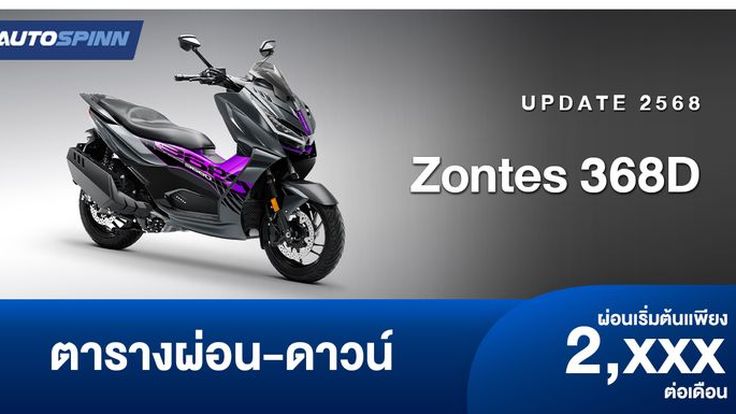 ตารางผ่อน ดาวน์ Zontes 368D เริ่มต้น 2 พัน/เดือน