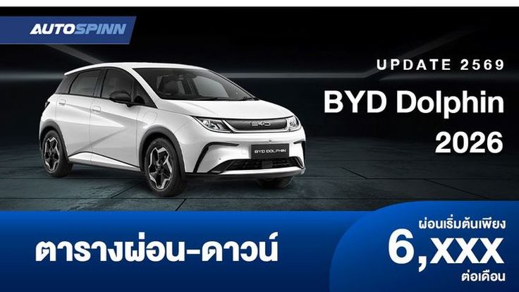 ตารางผ่อน BYD Dolphin 2026 ปรับราคาเพิ่มจากเดิม