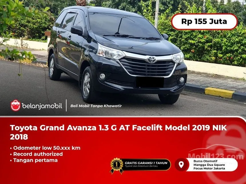 Jual Mobil Toyota Avanza 2018 G 1.3 di DKI Jakarta Automatic MPV Hitam Rp 155.000.000