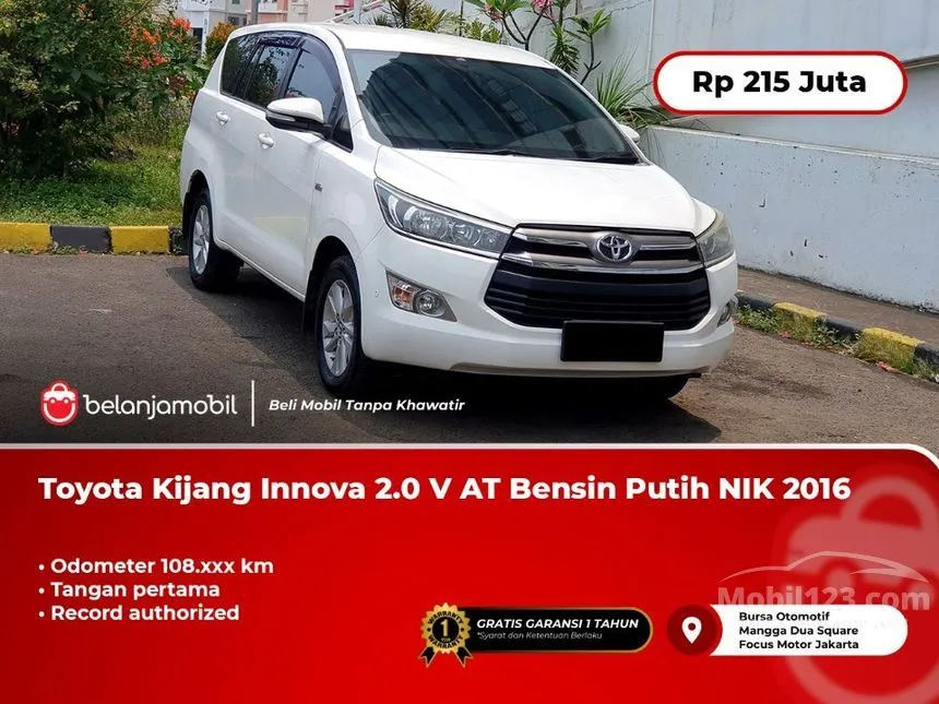 Jual Mobil Toyota Kijang Innova 2016 V 2.0 di DKI Jakarta Automatic MPV Putih Rp 215.000.000