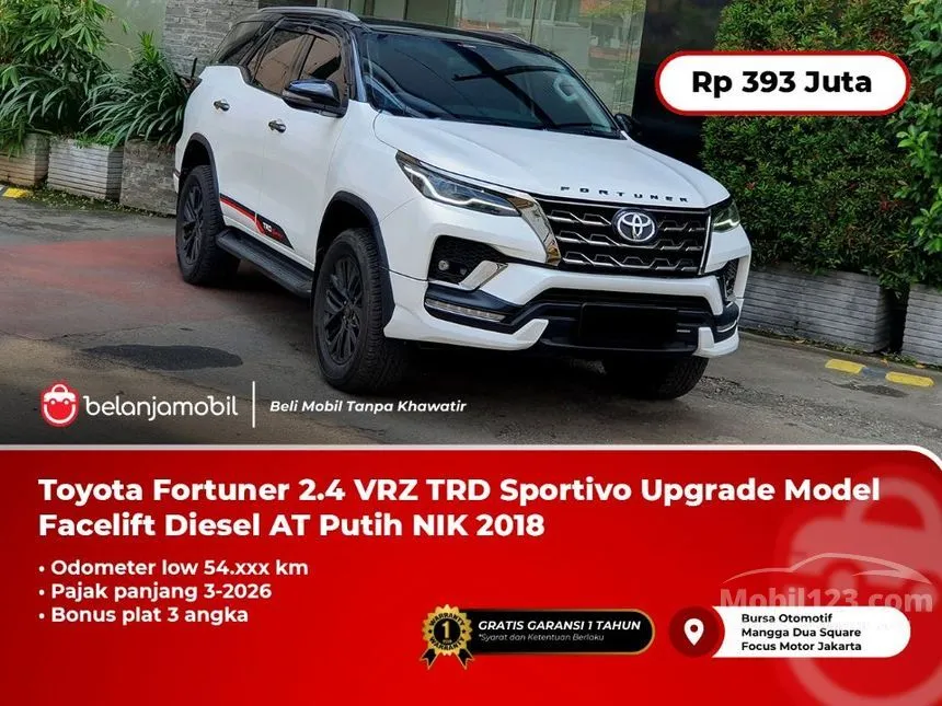 Jual Mobil Toyota Fortuner 2018 VRZ TRD 4X2 2.4 di DKI Jakarta Automatic SUV Putih Rp 393.000.000