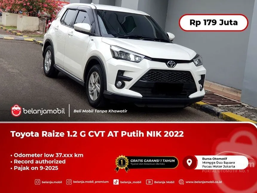Jual Mobil Toyota Raize 2022 G (1 Tone) 1.2 di DKI Jakarta Automatic SUV Putih Rp 179.000.000