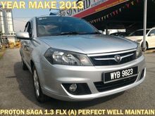 2013 Proton Saga 1.3 FLX (A) FULL SERVICE FULL SPEC AIRBAG ABS CVT GEAR 7 SPEED