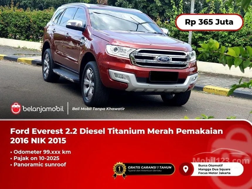 Jual Mobil Ford Everest 2015 Titanium 2.2 di DKI Jakarta Automatic SUV Putih Rp 365.000.000