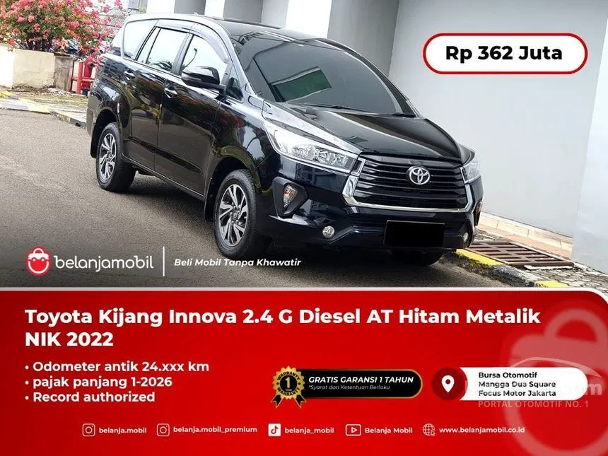 Jual Mobil Toyota Kijang Innova 2022 G 2.4 di DKI Jakarta Automatic MPV Hitam Rp 362.000.000