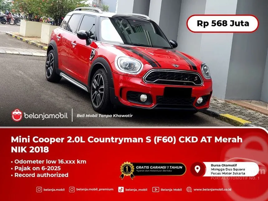 Jual Mobil MINI Countryman 2018 Cooper S CBU 2.0 di DKI Jakarta Automatic SUV Merah Rp 568.000.000