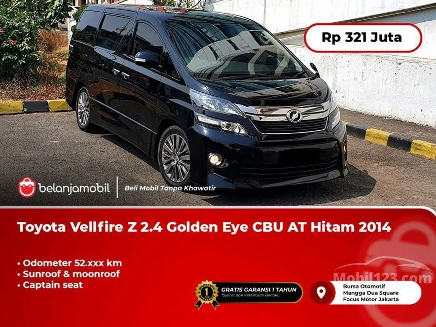 Jual Mobil Toyota Vellfire 2014 Z 2.4 di DKI Jakarta Automatic MPV Hitam Rp 321.000.000