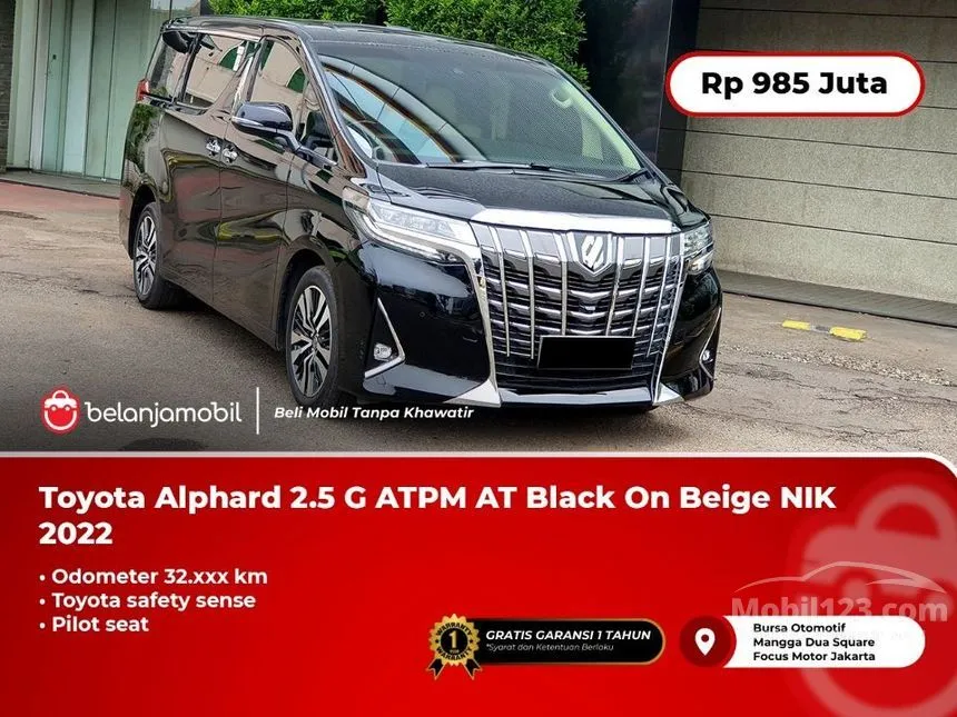 Jual Mobil Toyota Alphard 2022 G 2.5 di DKI Jakarta Automatic MPV Hitam Rp 985.000.000
