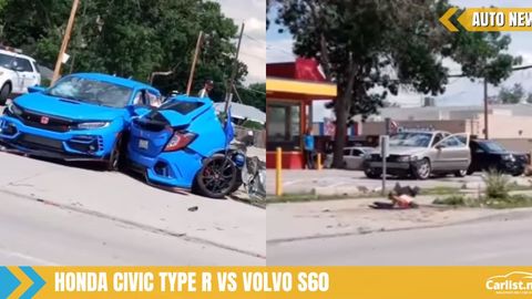 Honda Civic Type R Putus Dua Selepas Dibedil Volvo S60