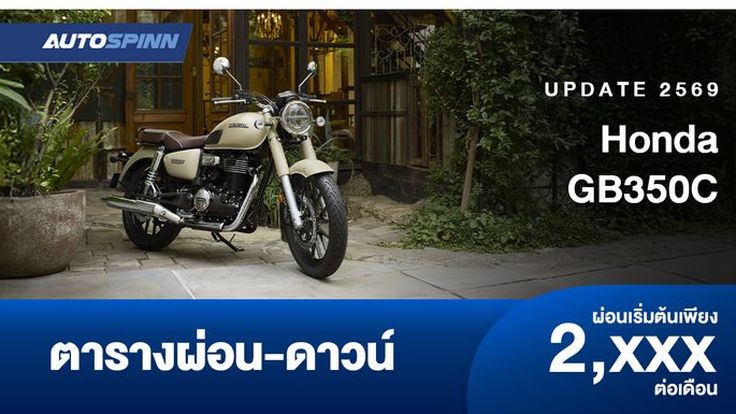 ตารางผ่อน ดาวน์ Honda GB350C เริ่มต้น 2 พันกว่าบาท/เดือน