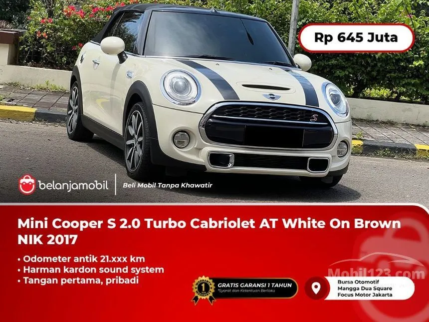 Jual Mobil MINI Cabrio 2017 Cooper S 2.0 di DKI Jakarta Automatic Convertible Putih Rp 645.000.000