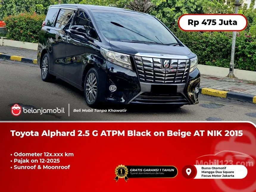 Jual Mobil Toyota Alphard 2015 G 2.5 di DKI Jakarta Automatic MPV Hitam Rp 475.000.000