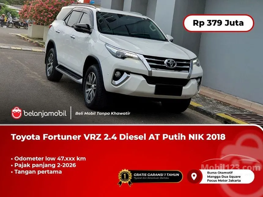 Jual Mobil Toyota Fortuner 2018 VRZ 4X2 2.4 di DKI Jakarta Automatic SUV Putih Rp 379.000.000