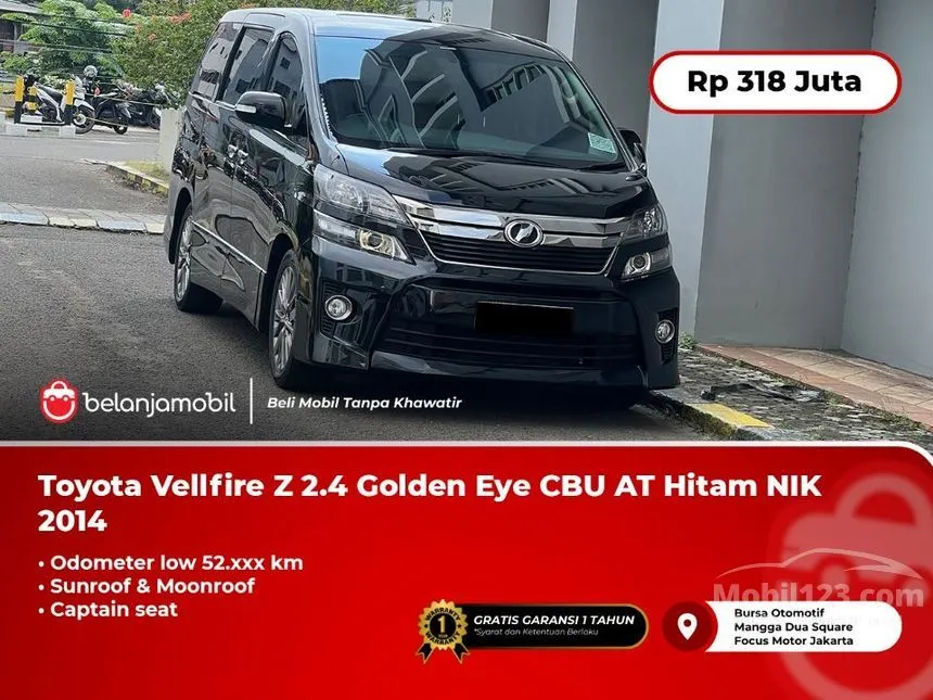 Jual Mobil Toyota Vellfire 2014 Z 2.4 di DKI Jakarta Automatic MPV Hitam Rp 318.000.000