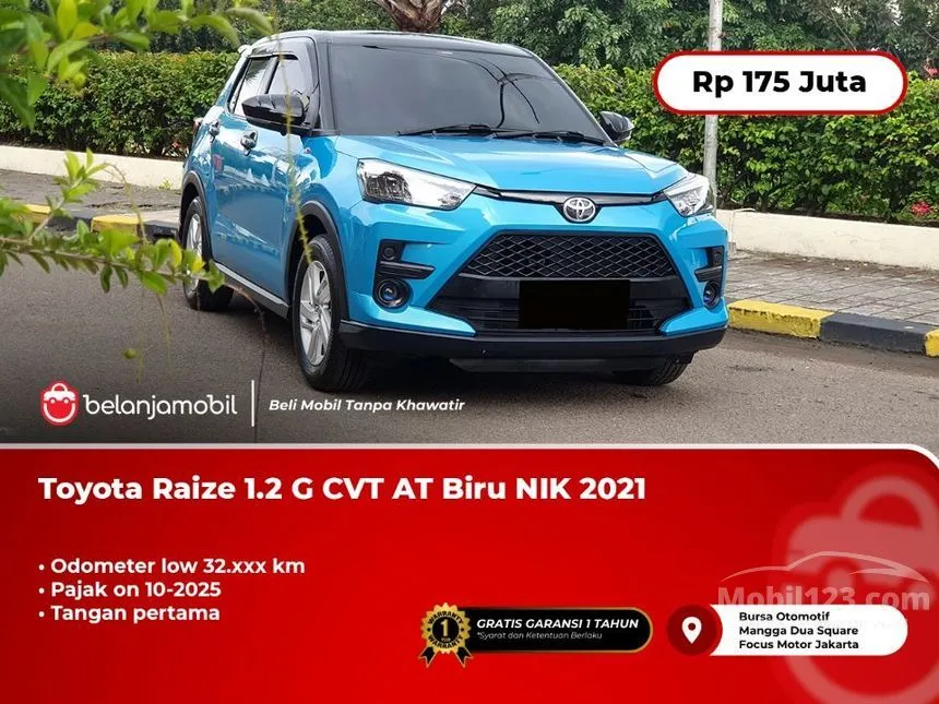 Jual Mobil Toyota Raize 2021 G (1 Tone) 1.2 di Jawa Barat Automatic SUV Biru Rp 175.000.000