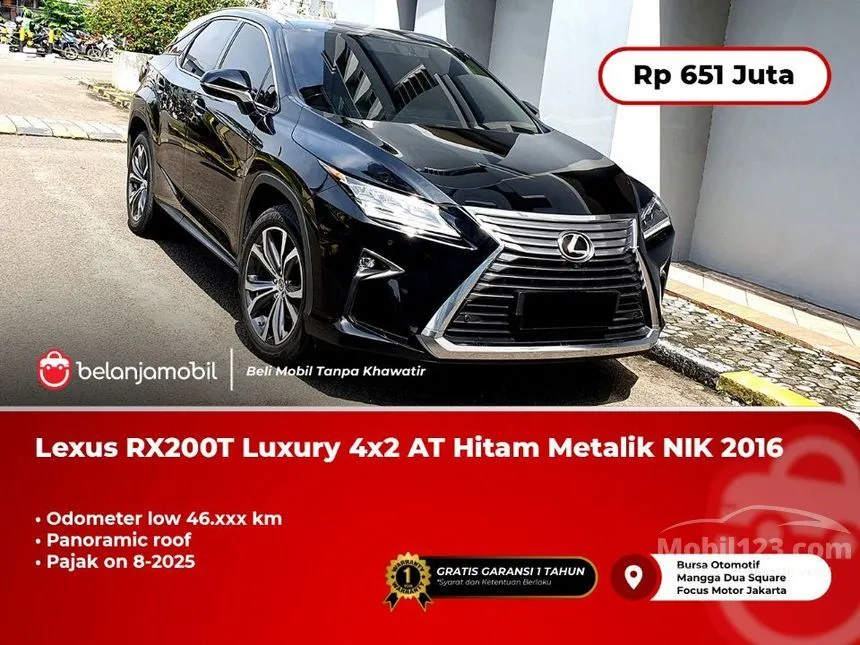 Jual Mobil Lexus RX 200t 2016 Luxury 2.0 di Jawa Barat Automatic SUV Hitam Rp 651.000.000