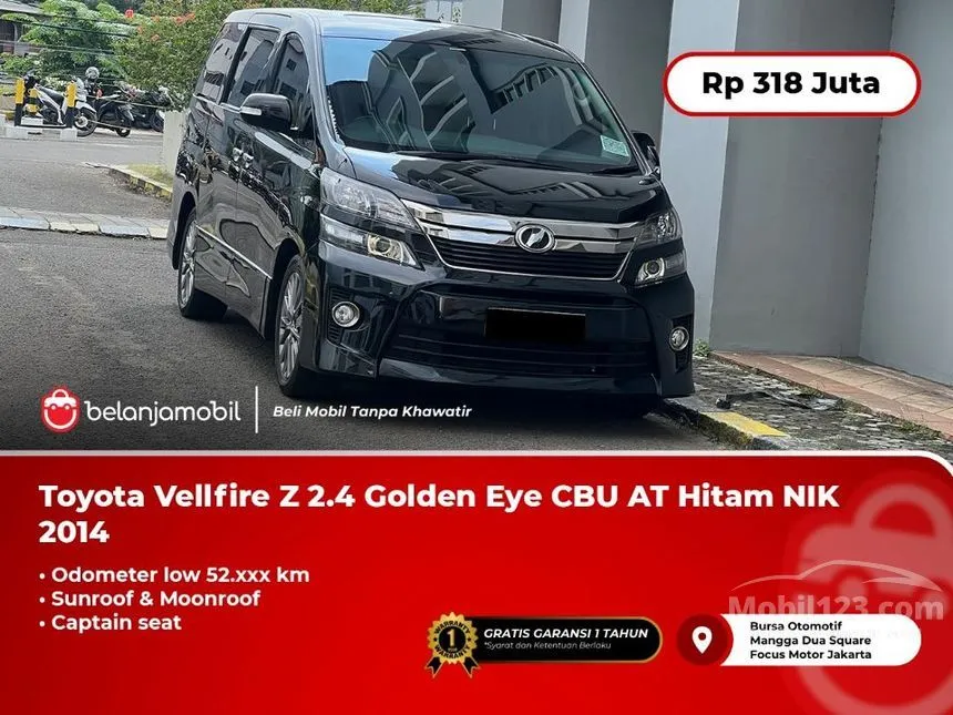 Jual Mobil Toyota Vellfire 2014 Z 2.4 di DKI Jakarta Automatic MPV Hitam Rp 318.000.000