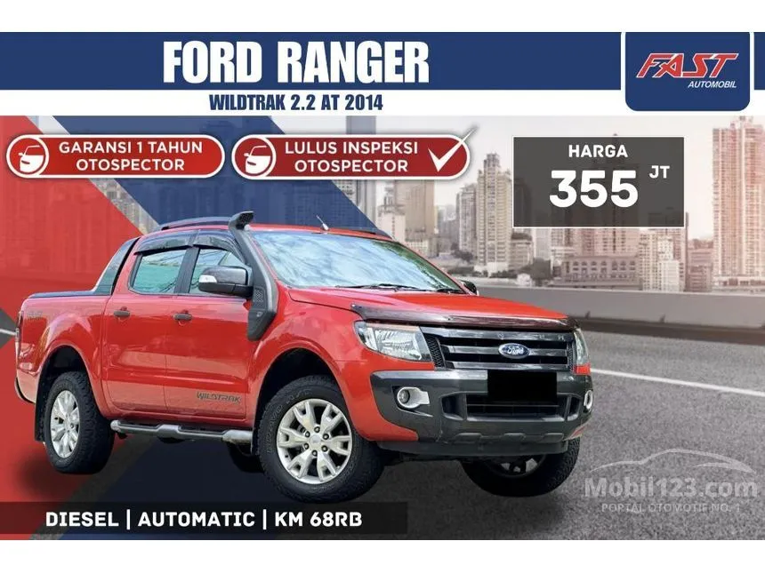 Jual Mobil Ford Ranger 2014 Double Cab Wildtrak 4X4 2.2 di DKI Jakarta Automatic Pickup Orange Rp 355.000.000