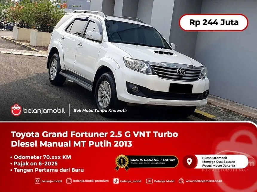 Jual Mobil Toyota Fortuner 2013 G VNT 2.5 di Jawa Barat Manual SUV Putih Rp 244.000.000