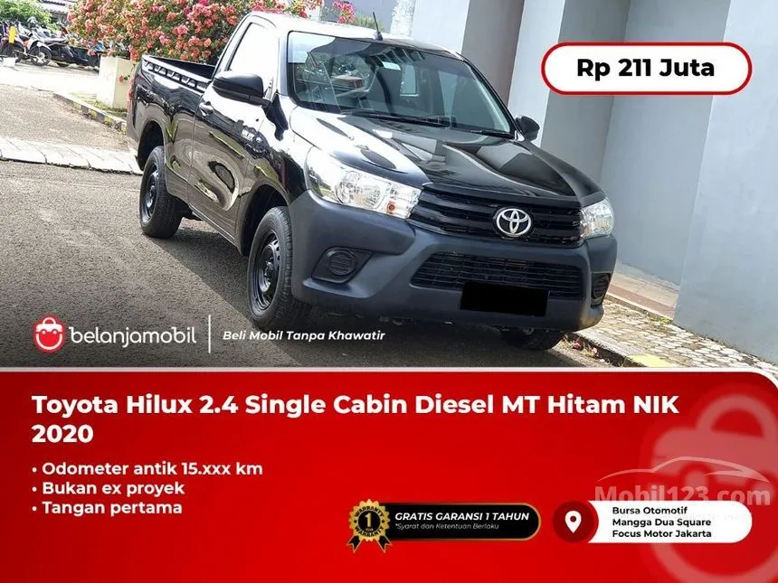 Jual Mobil Toyota Hilux 2020 Single Cab (Diesel) 2.4 di DKI Jakarta Manual Pickup Hitam Rp 211.000.000
