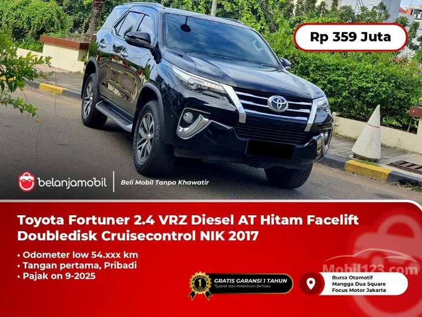 Jual Mobil Toyota Fortuner 2017 VRZ 4X2 2.4 di DKI Jakarta Automatic SUV Hitam Rp 359.000.000