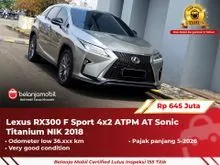 2018 Lexus RX 300 2.0 F Sport SUV AT 2018/2019 [ KM LOW ]